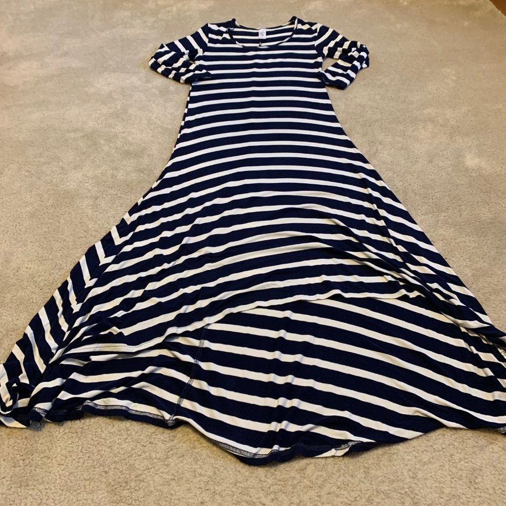 Yala Navy and White Striped High Low Scoop Neck Dress Size S
